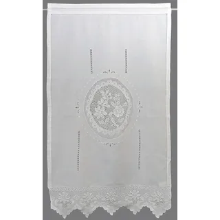 Gardine "Wildspitze" Gr. 2, weiß, B:60cm H:150cm, Baumwolle (Bio-Baumwolle), HOSSNER - ART OF HOME DECO, Gardinen, m. Häkelspitze aus ECHTER HANDARBEIT