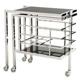 Casa Padrino Luxus Bar Trolley Servierwagen aus Edelstahl und Glas 77 x 42 x H. 77 cm - Luxus Hotel & Restaurant Einrichtung Möbel