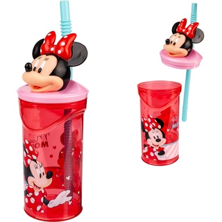 Kinder Geschirr & Zubehör verschiedene Artikel frei wählbar Disney - Minnie Mouse - 3D Effekt Trinkbecher/Trinkhalmbecher - mit Strohhalm & Deckel - B..