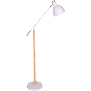Stehlampe SALESFEVER "Matilda" Lampen Gr. Ø 20 cm Höhe: 166 cm, weiß (weiß, natur) Bogenlampe Bogenlampen Holzdekor im Scandi-Stil