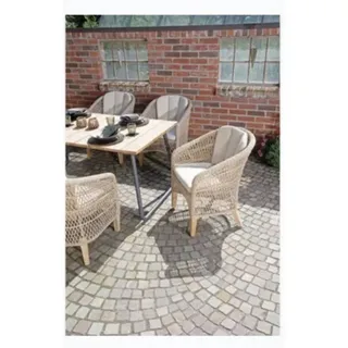 SonnenPartner Lounge-Sessel Long Beach Aluminium Harvest/Teakholz