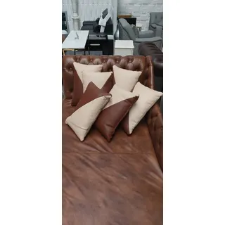 JVmoebel Dekokissen Designer Kissen aus Leder in Beige und Braun für stilvolle Akzente, Made in Europa beige|braun