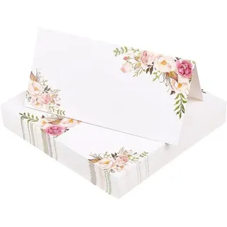 Famanu Platzkarten Set 50 Stück - Blumenform, faltbar für Hochzeiten & Festtafel Dekoration