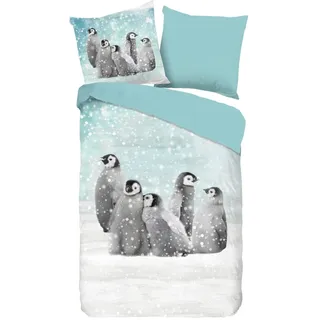 Good Morning Pengu blau 135 x 200 cm + 80 x 80 cm