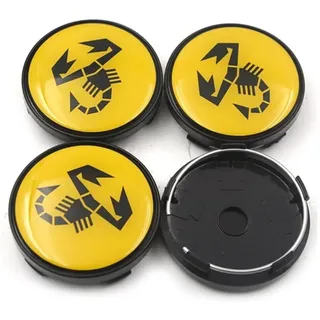 XSSJXMDJ 4 Stück Nabendeckel für Abarth 60mm, Dauerhaft Radnabenkappen Auto Felgenkappen Radnabenabdeckung Radnabendeckel ZubehöR,A-Yellow-Black