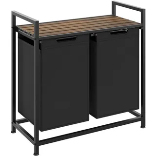 Tectake tectake® Wäschesortierer Industrial-Style, 2 oder 3 ausziehbare Fächer, mit Ablage, höhenverstellbare Kunststofffüße