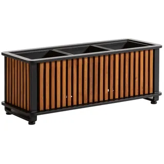 Dehner Blumenkasten Pflanzkasten Boston, FSC® zertifiziertes Akazienholz / Aluminium, Blumenkasten in modernem Design, mit 3 separaten Pflanzeinsätzen braun