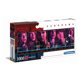 Clementoni 39548 Panorama Stranger Things – Puzzle 1000 Teile ab 9 Jahren, Erwachsenenpuzzle mit Panoramabild, Geschicklichkeitsspiel für die ganze Familie, ideal als Wandbild