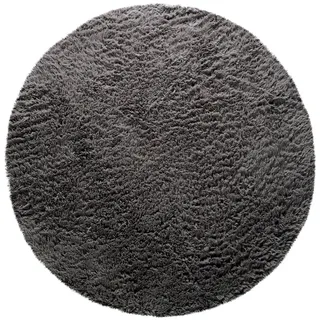 KADIMA DESIGN Hochflor Teppich Shaggy waschbar Unifarben Schlafzimmer schmutzabweisend Anthrazit Rund 160D | 100% Polyester | Florhöhe: 33 mm | pflegeleicht