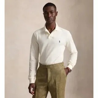 Polo Ralph Lauren für Herren. 710680790137 Polohemd aus Piqué in Custom-Slim-Fit in Gebrochenes Weiß (XL), Lässig, Baumwolle, Langarm