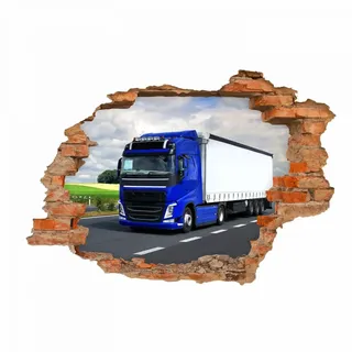 nikima - 055 Wandtattoo LKW - Loch in der Wand - in 6 Größen - Kinderzimmer Sticker Wandaufkleber coolen Wandsticker Wanddeko Wandbild Junge Größe 1750 x 1210 mm