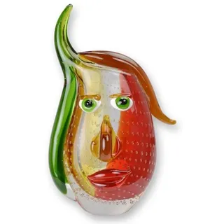 Casa Padrino Designer Vase Gesicht Mehrfarbig 19 x 9,9 x H. 30,5 cm - Wohnzimmer Deko Vase - Dekorative Glasvase - Abstrakte Blumenvase - Deko Accessoires - Abstrakte Deko Vasen