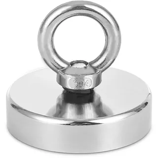 TIDEVAN Magnete Stark,Groß 100kg Neodym-Magnet,1 Stück Durchmesser 60 mm Starker Magnete Schwerlast Neodym Ösenmagnet Magnethaken Magnet Fishing mit Heberinge und Schrauben für Zuhause Werkstatt Rasen