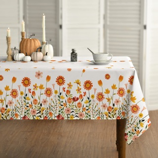Horaldaily Herbst Tischwäsche 100x140 cm, Erntedankfest Herbsternte Aquarell Gänseblümchen Tischdecke für Party Picknick Abendessen Dekor