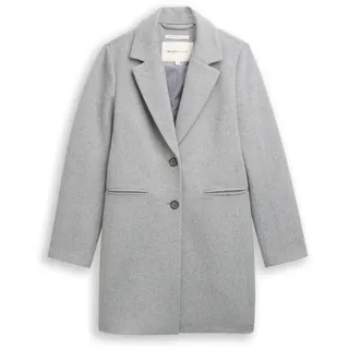 Tom Tailor DENIM Damen Slim Fit Wollmantel, grau, Uni, Gr. S