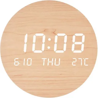 Silberstern Wanduhr LED, creative and fashionable silent wall clock (Mit LED-Anzeige, ideal für die Innendekoration (Massivholzfarbe) gelb