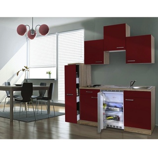 RESPEKTA Singleküche »KB180ESR«, mit E-Geräten, Gesamtbreite: 180 cm - rot