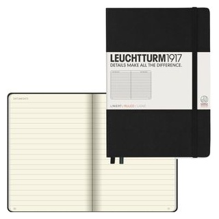 Leuchtturm1917 Notizbuch 300612 Medium, A5, liniert, 125 Blatt, schwarz, Hardcover