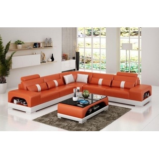 JVmoebel Ecksofa Designer Wohnlandschaft Ecksofa Sofa Couch Big L Form XXL, Made in Europe orange|weiß
