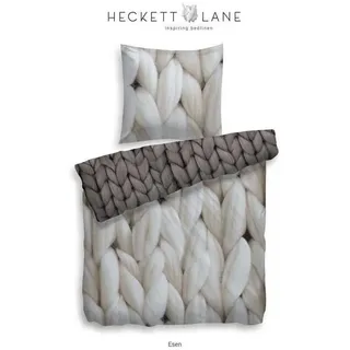 Heckett and Lane Bettwäsche HnL Satin Wende Bettwäsche Strick Esen Natur, Satin, 2 teilig beige