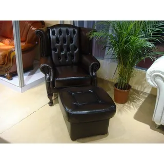 Salottini Polstergarnitur SOFORT LIEFERBAR Chesterfield Ohrensessel Birmingham Sessel, (2-tlg), Federkern braun