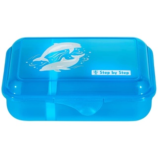 Step by Step Lunchbox „Dolphin Pippa“, mit Trennwand und Klickverschluss, spülmaschinenfest, BPA-frei, für Schule und Kindergarten, 0,9L, blau