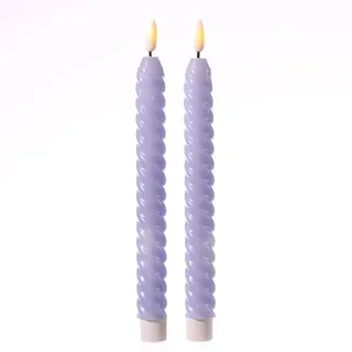 LED Stabkerzen Twist Tafelkerzen gedreht Echtwachs 25cm flieder 2St