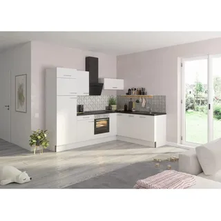 OPTIFIT Winkelküche L-Form 270 cm weiß hochglänzend