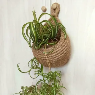 SPORTARC Hängekorb für Gemüse, Obst, gewebte Küche, Aufbewahrungskorb, Jute, Öko-Hängekorb, Baumwollseil, braun, rechteckig, 20 x 19 x 25 cm