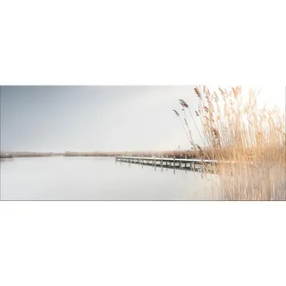 artissimo Glasbild, Beige, Glas, Wasser/Strand/Meer, Rechteckig, 125x50 cm, Bilder und Zubehör, Wandbilder, Glasbilder