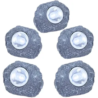 GLOBO Solarleuchte Kunststoff H 5,5 cm 5er Set grau