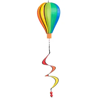 CIM Windspiel - Micro Heißluftballon Regenbogen - wetterbeständig - Ballon: Ø17cm x 28cm, Korb: 4cm x 3.5cm, Spirale: Ø10cm x 35cm - inklusive Aufhängung