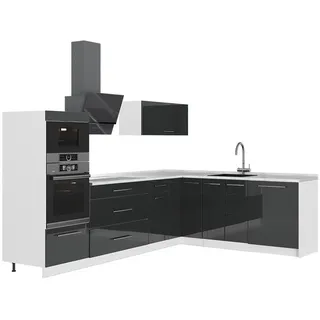 Vicco Winkelküche L-Form 287 cm Anthrazit Hochglanz/Weiß