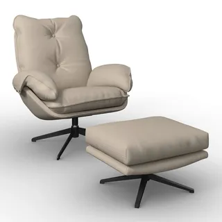 Sessel Andrea Lederlook Beige Drehbar