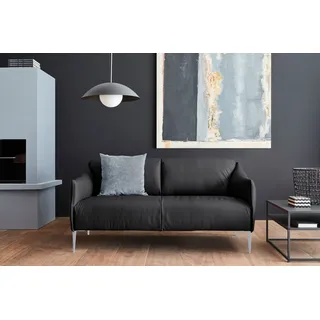 2,5-Sitzer W.SCHILLIG "sally Designsofa, Loungesofa, bequem, schmale Armlehnen, Breite 174cm", schwarz (schwarz z59), B:174cm H:78cm T:84cm, Longlife Xtra-Leder Z59: Glattleder mit modischer Prägung. Hautstärke 0, 9 - 1, 1 mm., Sofas, mit Metallfüßen in Bronze pulverbeschichtet, Breite 174 cm