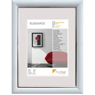 Kunststoff Bilderrahmen Elegance weiß-metallic-silber, 50 x 70 cm