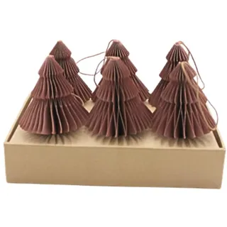 Hochwertige Papierkugeln, Baumanhänger, Honeycombs Weihnachten, Papieranhänger Weihnachten, Wabenbaum Papier, Tannenbaum aus Papier in Einer Geschenkbox, 6 Stück, Größe: L/B/H 5 cm x 5 cm x 8 cm.