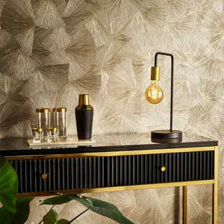 Gold Vliestapete Fashion Designer Guido Maria Kretschmer florale Glitzertapete Ocker