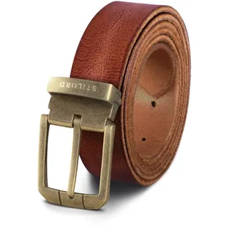 STILORD Ledergürtel Herren 80-130 cm Kürzbar Echtes Vintage Büffel-Leder Männer Schnalle, Farbe:toskana - braun | Schnalle antik - bronzen V, Größe:Universal 80-130 cm