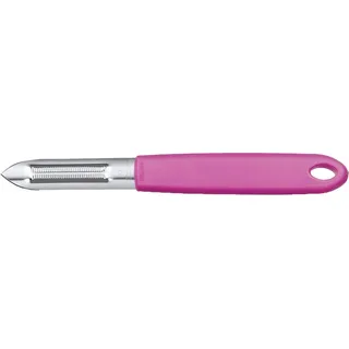 Victorinox, 7.6077.5, Kitchen Utensils, Sparschäler, Extra scharfe Klinge, mit Zackenschliff, zweischneidig, robuster Kunststoff-Griff, Pink, Made in Switzerland, Spülmaschinengeeignet