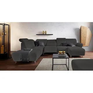 Home Affaire Wohnlandschaft HOME AFFAIRE "Manhattan U-Form", grau, B:345cm H:102cm T:247cm, Luxus Microfaser2 (90% Polyester, 10% Polyamid);Flachgewebe (100% Polyester);Luxus-Microfaser1 (100% Polyester), Sofas, Wohnlandschaft, 2 Sitze mit elektrischer Relaxfunktion, 