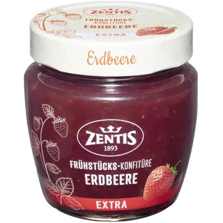 Zentis Marmelade Extra, Erdbeere, vegan, 51% Fruchtgehalt, im Glas, 230 g