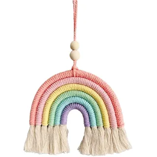 XPEX Baby Zimmer Deko: 15 * 30cm Regenbogen Wandbehang, Makramee Boho Babyzimmer Deko