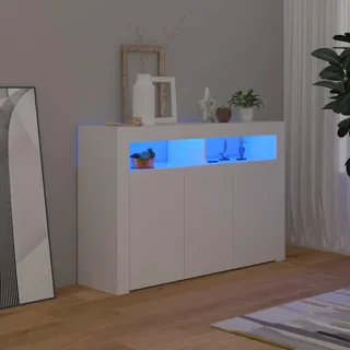 BaraSh Sideboard Flur Kommode Sideboard Wohnzimmer mit LED-Leuchten Weiß Schrank Schmal 115,5x30x75 cm