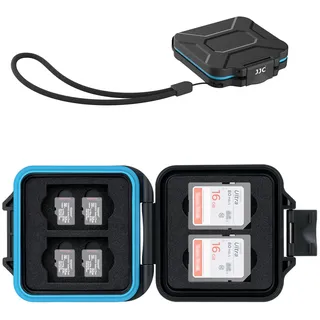 JJC Speicherkarten Hülle Schlanker Halter für 4 SD und 8 Micro SD TF Karten | SDXC SDHC Karten Aufbewahrung Wasserabweisendes und Stoßfestes, Tragbare MicroSDHC Kartenetui Ultraleicht Organizer, Kordel
