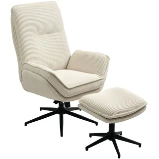 OKWISH Relaxsessel Drehsessel mit Hocker – Fernsehsessel Wohnzimmer Beige Cord (TV Sessel 360 Grad drehbar, Liegesessel mit Komfortfunktion, 2-St., Relaxsessel mit Hocker), Schlafzimmer Sessel, Cordstoff, Relax Sessel Sitzmöbel beige