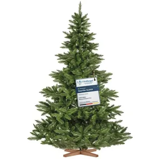 Fairytrees Künstlicher Weihnachtsbaum FT14, Nordmanntanne, grüner Stamm, mit Echtholz Baumständer grün 220 cm