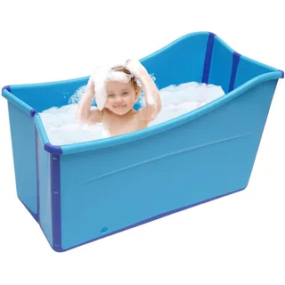 Faltbare Badewanne, Freistehend Badewanne für Baby Erwachsene, Spa-Badewanne Erwachsene Bad Wanne, Klappbadewanne für Dusche, Kleines Badezimmer, 87x46x56.5cm, Blau
