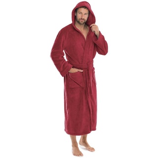 CELINATEX Florida Bademantel Damen M bordeaux Morgenmantel Herren Coral Fleece Saunamantel Microfaser Kapuze Unisex - M