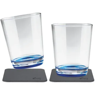silwy® rutschfeste, bruchsichere Magnet-Trinkbecher (2er Set) in der Farbe Lui Blue inkl. zwei Metall-Nano-Gel-Pads für standsicheres Platzieren - perfekt für Camping und Boating